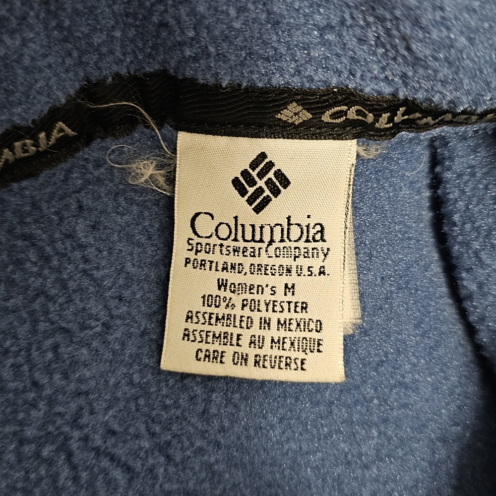 Columbia Blue Fleece Vest Size Medium Rustic Outdoor Blokecore Hiking Camping - Picture 6 of 8